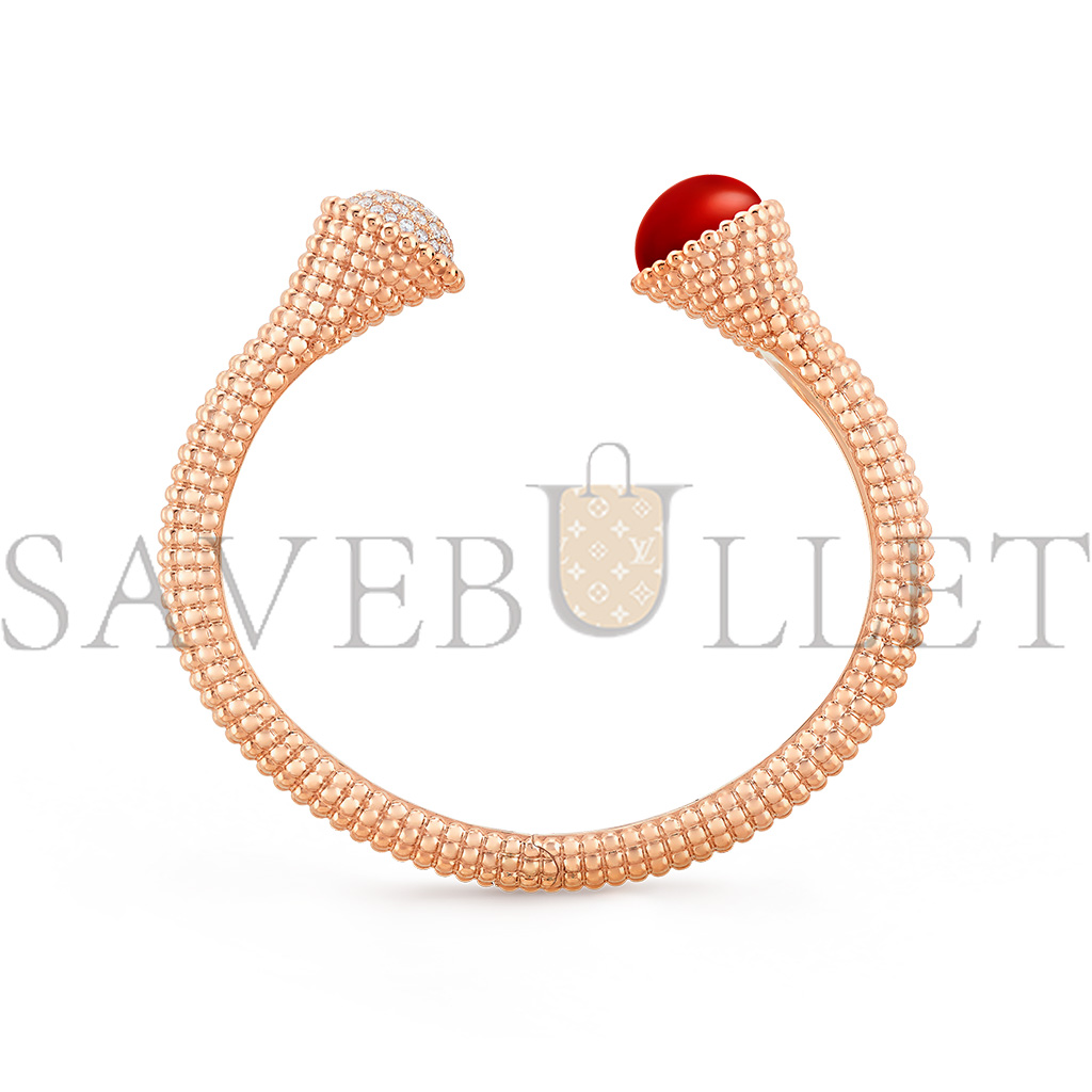 VAN CLEEF ARPELS PERLÉE COULEURS BRACELET, MEDIUM MODEL - ROSE GOLD, CARNELIAN, DIAMOND  VCARP27400